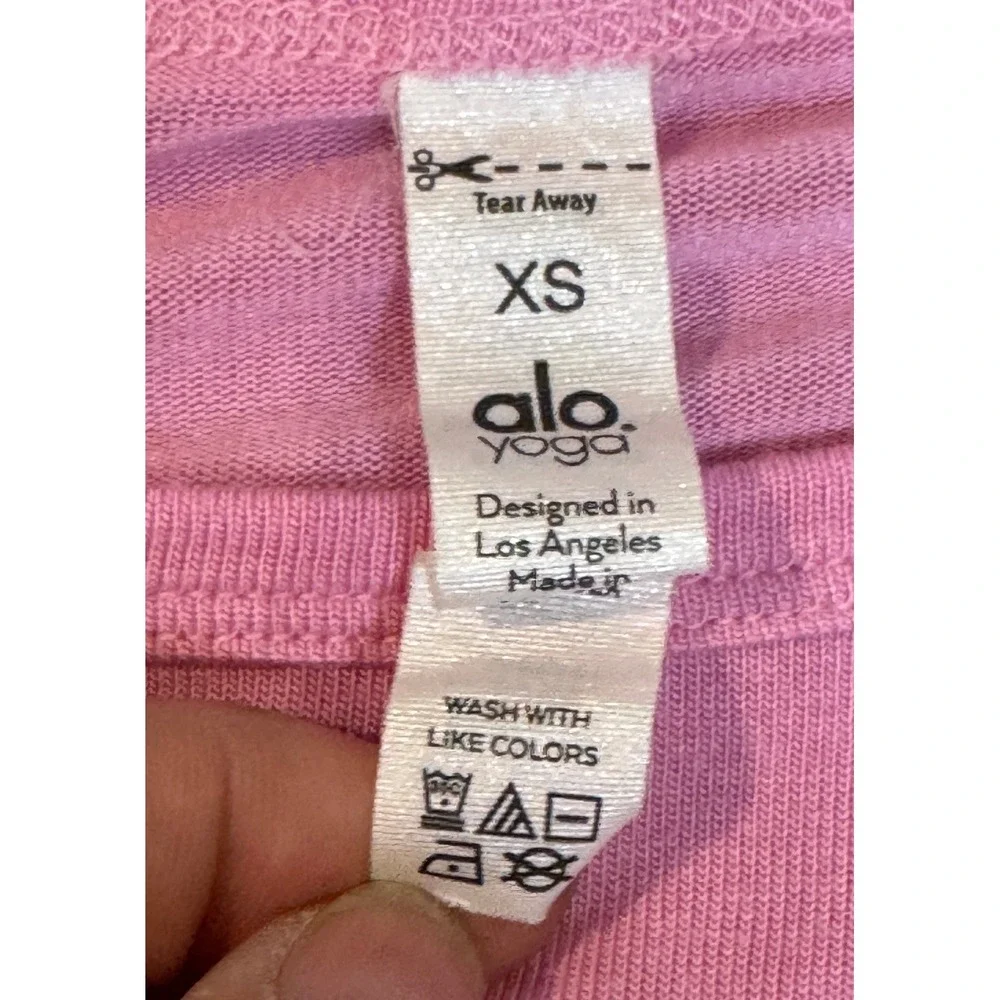 Alo Yoga Pink Ribbed Twist Front Long Sleeve Crop Top XS gorpcore